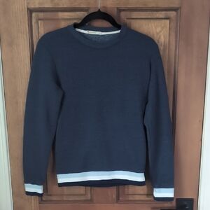 Marine Layer Navy Crewneck Sweater with White Accents